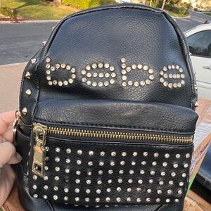 SOLD!!  Bebe Black Backpack with Gold Stud and Rhinestone Accents